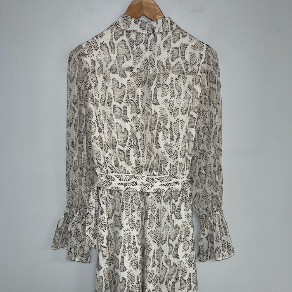 Lucy Paris Long Sleeve Belted Dress Women’s Small‎ Tan Snakeskin Print - Picture 7 of 10